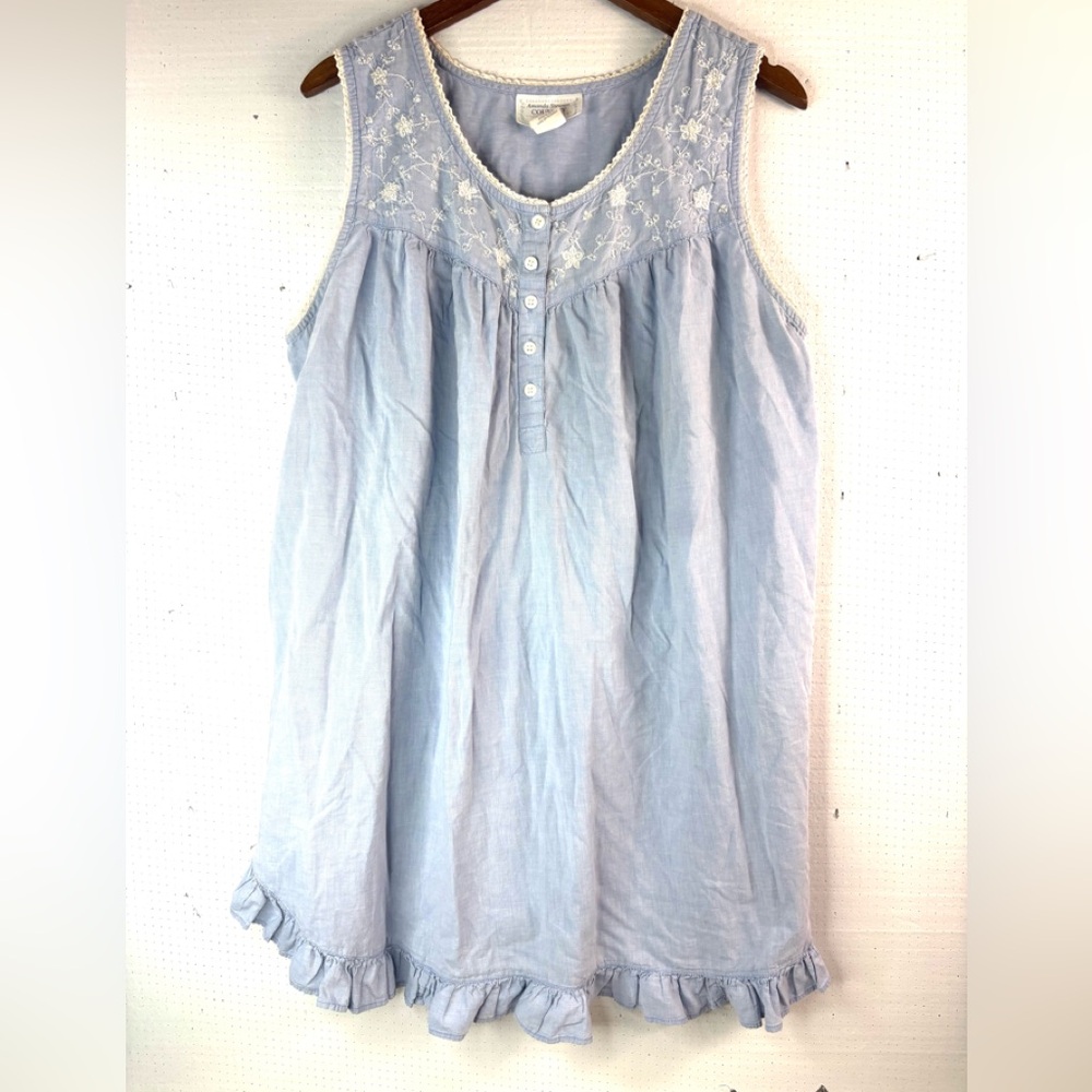Amanda Stewart Pioneer Woman 1X Beaded Embroidery Crocheted Trim Dress Gown